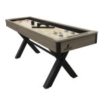 Table de shuffleboard - cougar - mason - aspect ch�ne - pieds en x noirs - plateau multifonctionnel