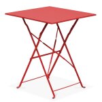 Table de jardin pliante bistrot en acier rouge - oviala