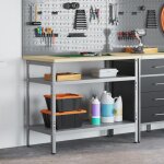 Table de travail gris 100x55x85 cm fabriqu�e en acier et en bois d ing�nierie