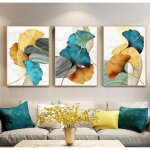 Tableau abstrait - autrement - bleu vert jaune or - toile 40x50cm bleu vert jaune or bleu vert jaune ...