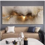Tableau abstrait dor� de luxe nordique tableau mural moderne affiche de salon lever de soleil sans cadre100x60 ...