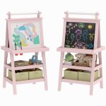 Tableau chevalet enfant aiyaplay 3 en 1 tableau blanc magntique tableau  craie rouleau papier 2 paniers ...