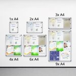 Tableau daffichage en aluminuim 4 x a4 vitrine daffichage avec serrure � cl� + 8 aimants