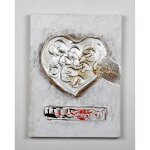 Tableau dco c?ur 2 - toile peinte  la main - 30 x 40 x 25 cm