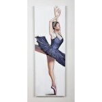 Tableau danseuse peint � la main 30x90cm d�coration murale art contemporain style moderne noir rose beige ...