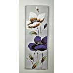 Tableau dco fleurs 115 - toile peinte  la main - 30 x 90 x 3 cm