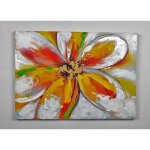 Tableau dco fleurs 41 - toile peinte  la main - 50 x 70 x 3 cm