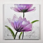 Tableau dco fleurs 52 - toile peinte  la main - 40 x 40 x 3 cm