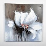 Tableau d�co fleurs 75 - toile peinte � la main - 60 x 60 x 3 cm