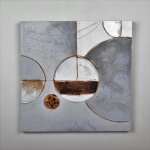 Tableau dco modern 44 - toile peinte  la main - 50 x 50 x 25 cm