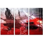 Tableau dco triptyque peinture abstraite tches dencre - 120x80 cm