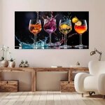 Tableau d�coratif moderne repr�sentant des verres � vin et � cocktails d�coration de salon tableau mural ...