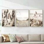 Dcoration murale - jiangzha - set de posters - 3x 30x42cm - beige plage - sans cadre