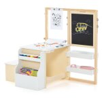 Tableau enfant 3 en 1 - dreamade - chevalet double face réglable - bureau enfant en bois - bibliothèque ... Tableau enfant 3 en 1 - dreamade - chevalet double face réglable - bureau enfant en bois - bibliothèque ...