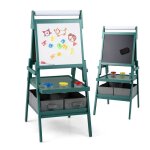 Tableau enfant 3 en 1 - dreamade - chevalet enfant double face - rouleau de papier - 3 pots de peinture ...