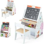 Tableau enfant 3 en 1 - dreamade - planche � dessin double face - bac de rangement - biblioth�que � 2 ...