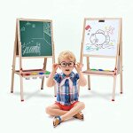 Tableau enfant - xuanyu - chevalet enfant en bois r�glable en hauteur tableau et tableau blanc - pour ...