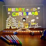 Tableau lumineux message led (35x25cm) - 4 modes + 6 stylos - acrylique lumineux effa�able � sec (mod�le ...