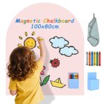 Tableau magn�tique pour enfants mural arqu� autocollant avec couleurs pastel et craies 6 craies un porte ...
