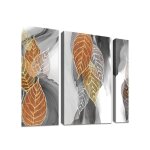 Tableau moderne en 3 panneaux avec feuilles abstraites sur toile hd cadre en bois dcoration murale lgante ...
