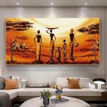 Tableau mural africain paysage et femme toile affiches et impressions pour d�coration de salon 50 x 100 ...