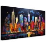 Tableau mural architecture colore de la ville de new york toile de haute qualit grande dcoration murale ...