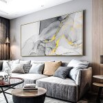 Tableau mural pour chambre  coucher - tableau abstrait sur toile - gris bleu dor - images sur toile ...