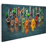 Tableau mural color� diverses herbes �pices cuisine fond image de cuisine sur toile images image poster ...