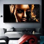 Tableau murale peintures femme or noir toile tableau art mural affiches africaines tableaux murales decoration ...