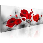 Tableau nature d�coration bureau chambre impression sur toile - fleurs coquelicots rouge 120x40cm sans ...