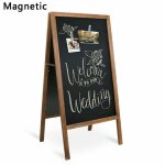 Tableau noir magnétique chevalet bois ardoise double face en bois pour enfant - brun Tableau noir magnétique chevalet bois ardoise double face en bois pour enfant - brun