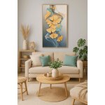 Tableau - ornamura - ginkgo feuilles �th�r�es - verre effet cristal - 60x120 cm - d�coration murale