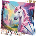 Tableau � peindre par num�ros - janshop - 40x50 cm - motif licorne - toile sur ch�ssis - 30 peintures ...