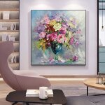 Tableau peinture huile sur toile abstraitoriginal peint � la main cool peintures moderne abstrait rose ...