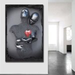 Tableaux sur toile abstraite coeur damour grisimpressions figure en m�tal statue couple photos d�coration ...