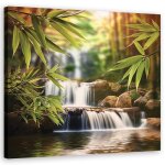 Tableau sur toile chute deau pierres zen dcoration artistique - feeby - 30x30 cm