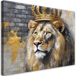 Tableau sur toile couronne du roi lion �l�ment d�coratif pour mur - feeby - 60x40 cm