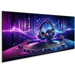 Tableau sur toile dj musique sur platine rythmes nons et ondes sonores images tableau mural poster 40x120cm ...