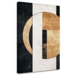 Tableau sur toile format xxl contemporain lgant abstraction gomtrique noir et or 70x100 cm