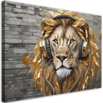 Tableau sur toile lion pop art musique élément décoratif pour mur - feeby - 100x70 cm Tableau sur toile lion pop art musique élément décoratif pour mur - feeby - 100x70 cm