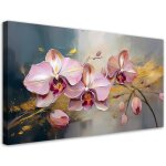 Tableau sur toile format standard contemporain élégant orchidées roses fleurs glamour 80x40 cm Tableau sur toile format standard contemporain élégant orchidées roses fleurs glamour 80x40 cm