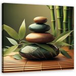 Tableau sur toile pierres de spa zen d�coration int�rieure - feeby - 30x30 cm