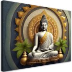 Tableau sur toile statue de bouddha zen d�coration murale - feeby - 60x40 cm