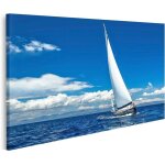 Tableau sur toile yacht � voile avec voiles blanches sur bateau de luxe en mer affiche poster murale ...