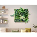Tableau vgtal synthtique 55 x 55 cm - cadre naturel feuillage vert - lovark
