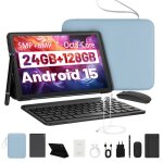 Tablette 10?? android 15 128go �cran hd 1280x800 double cam�ra wifi 6 avec clavier souris stylet casque ...