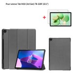 Tablette coque pour lenovo tab m10 (3rd gen) tb - 328f 10. 1 gris housse pu cuir avec film de protection ...