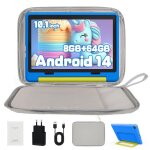 Tablette pour enfant 10 pouces avec kid - proof �tui blue et sac dordinateur gris hd 1280x800 5mp + 8mp ...