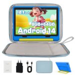 Tablette pour enfant 10 pouces avec kid - proof �tui blue et sac dordinateur blue hd 1280x800 5mp + 8mp ...