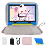 Tablette pour enfant 10 pouces avec kid - proof �tui blue et sac dordinateur rose hd 1280x800 5mp + 8mp ...